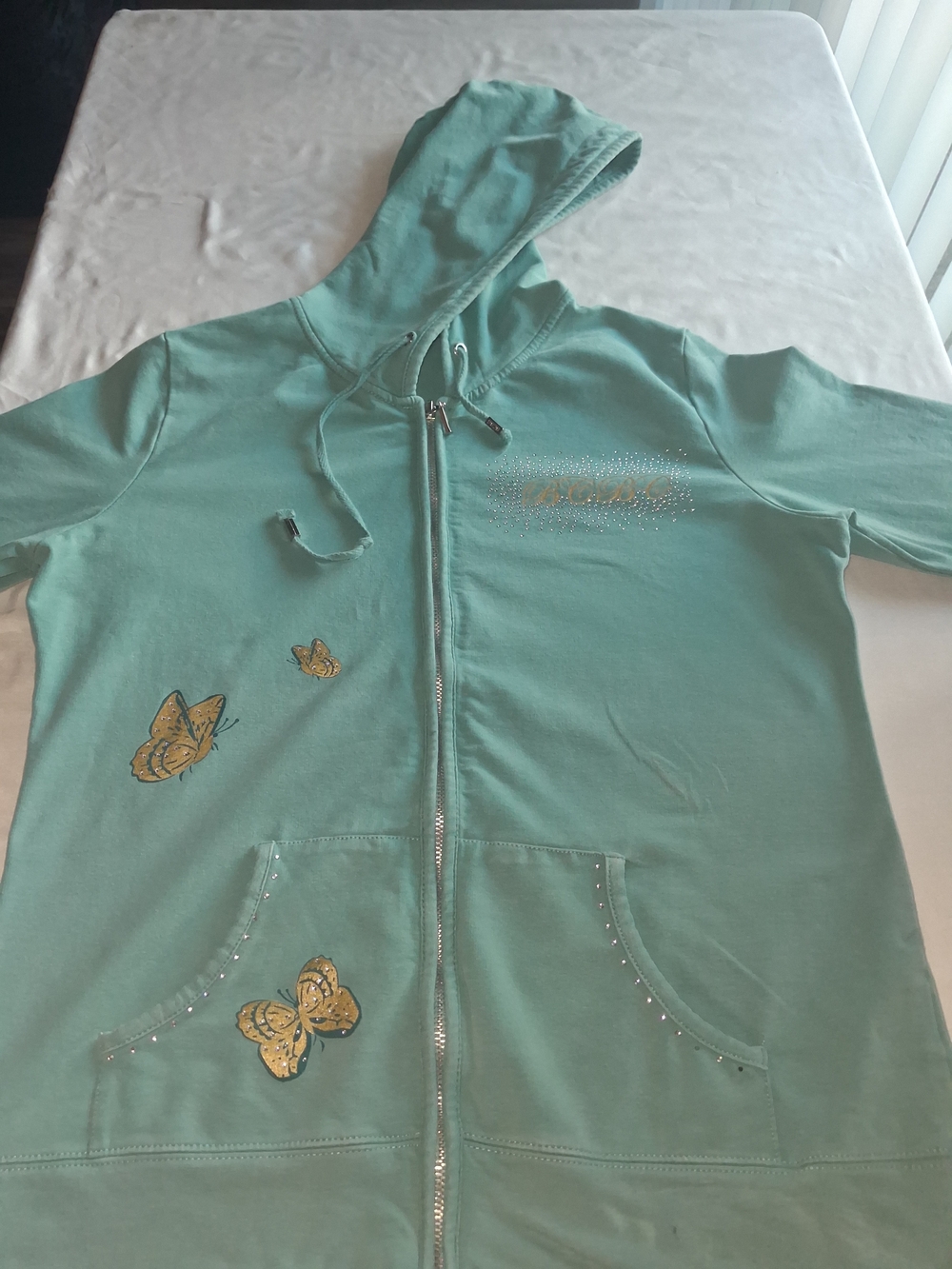 BCBGMaxAzria Kids Mint Green Butterfly Zip Hoodie